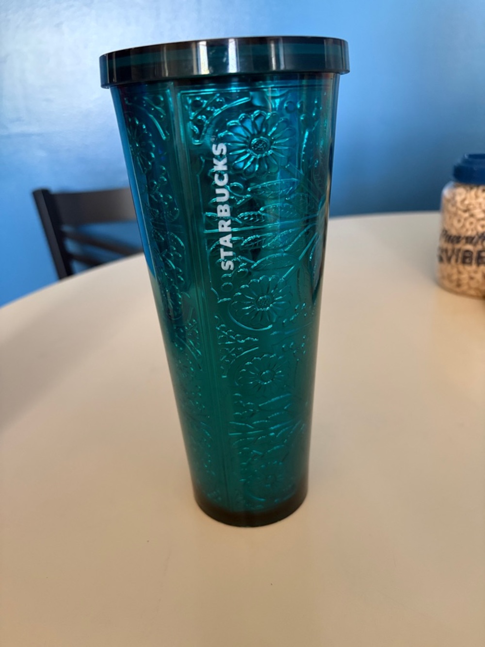 Starbucks Teal Embossed Floral Tumbler